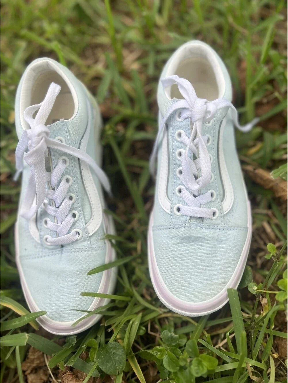Pastel Baby Blue Stacked Vans Size 5.5